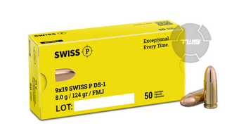 SWISS 9x19 FMJ P DS-1 8,0g124gr 50 Stk. - TWS Waffensysteme Wien